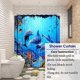 thumbnail image 3 of Cortina de ducha azul (delfín marino, 180 x 180 cm), cortina de ducha de tela de poliéster impermeable y lavable a máquina, cortina de ducha decorativa de secado rápido, 3 of 5