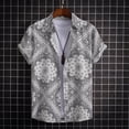 thumbnail image 4 of Camisas Vaqueras Para Hombre Manga Larga Camisa informal con solapa suelta para hombre, camisa con botones de manga corta con estampado Digital de y personalidad, Top de verano hawaiano (White, XL), 4 of 7
