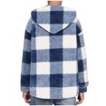 thumbnail image 5 of Aueoeo Winter Jackets For Men Plaid Shirt Flannel Double-Sided Velvet Button Hooded Winter Warm Sweatshirt Blue L, 5 of 6