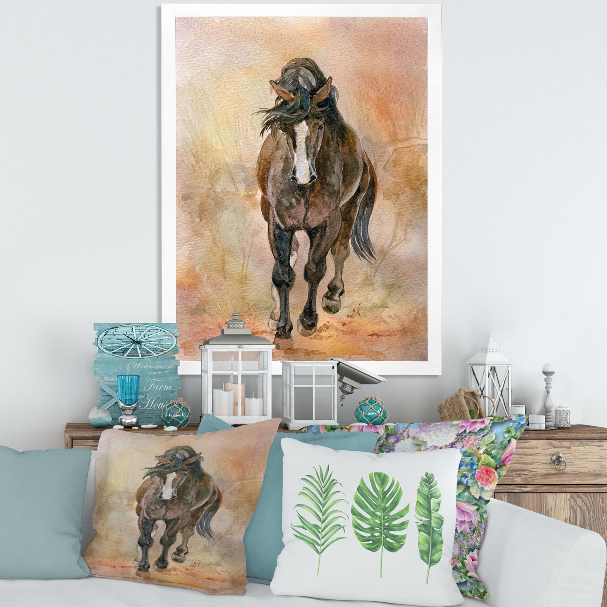 Designart 'Abstract Portrait Of Beautiful Chestnut Horse II' Farmhouse Framed Art Print
