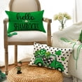 thumbnail image 2 of ST Patricks Day Polka Dots Lucky Clover Truck Hello Shamrocks Throw Pillow Covers, 12 x 20 Inch Buffalo Plaid Bow Tie Decoration for Sofa Couch Set of 4, 2 of 6