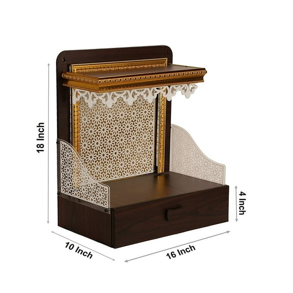 Designer Wooden Temple Pooja Mandir with LED Lights for Home and Office| Hindu Temple |Wall Hanging & Table Top|White Mandir /Pooja Ghar