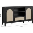 thumbnail image 3 of EDTara Rattan Coffee Bar Cabinet, 47.2" Farmhouse Buffet With Spacious Storage and Drawer, Ideal Sideboard for Organizing Kitchen, Entryway, or Living Room Essentials, 3 of 7
