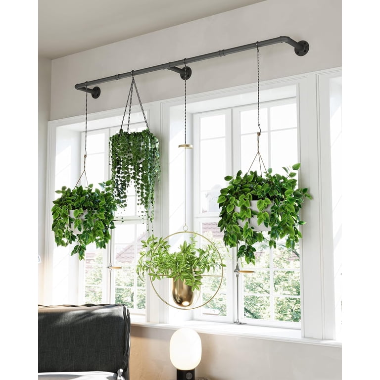 Plant Haning Rod, Hanging Planters for Indoor Plants with 3 Chains, Wall  Plant Hanging Bar for Window Celling, 38.2 Inch, Metal Black, Pots Not ...