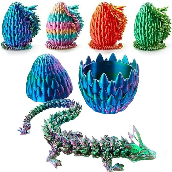Dyues 3D Printed Dragon Egg, 12Inch Crystal Dragon,Easter Eggs,Surprise Egg,Fidget Toys for Executive Home Office Decor,Toys for Kids Gifts,Dazzle