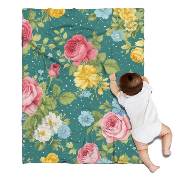 Pioneer Flower Blanket,Comfortable Soft Flannel Throw Blanket,All Season,Warm Lightweight Blankets for Sofa Bed Couch Living Room Chair,30"x40"(80x100cm)