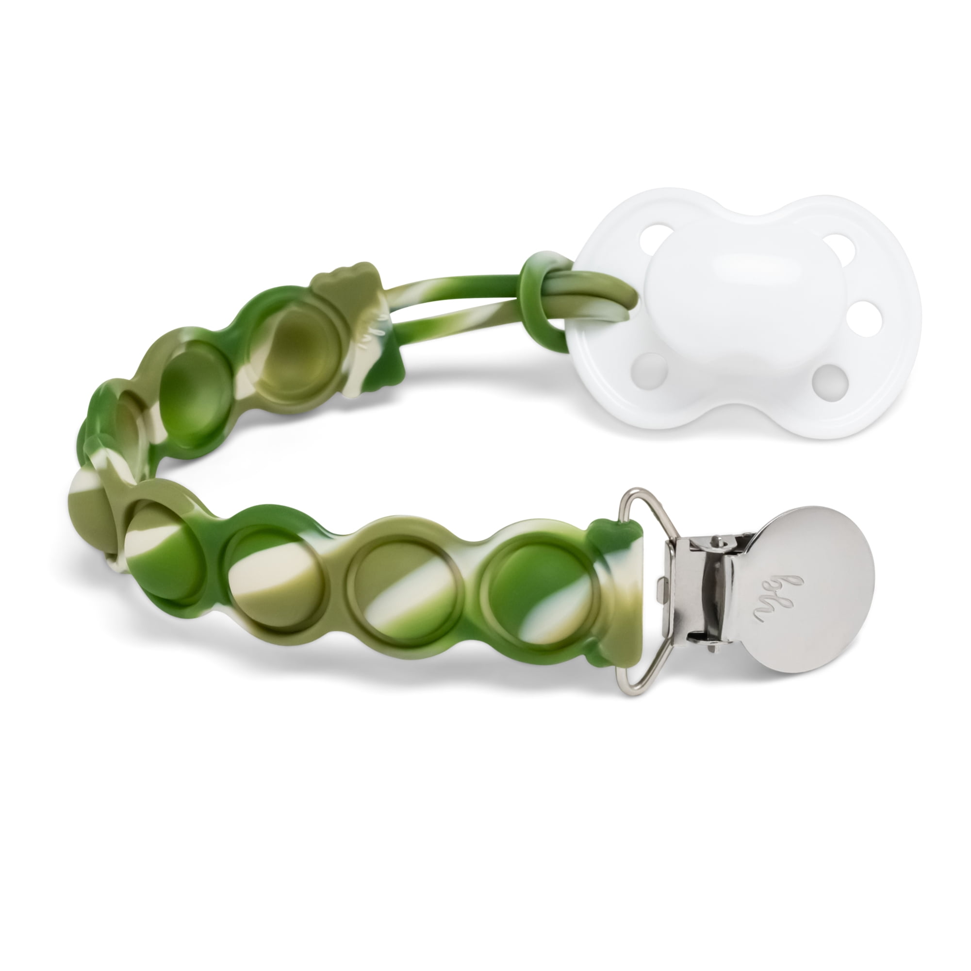 BooginHead PaciGrip Bubble Pop Sensory Stim Silicone Universal Pacifier Clip, Green Pop