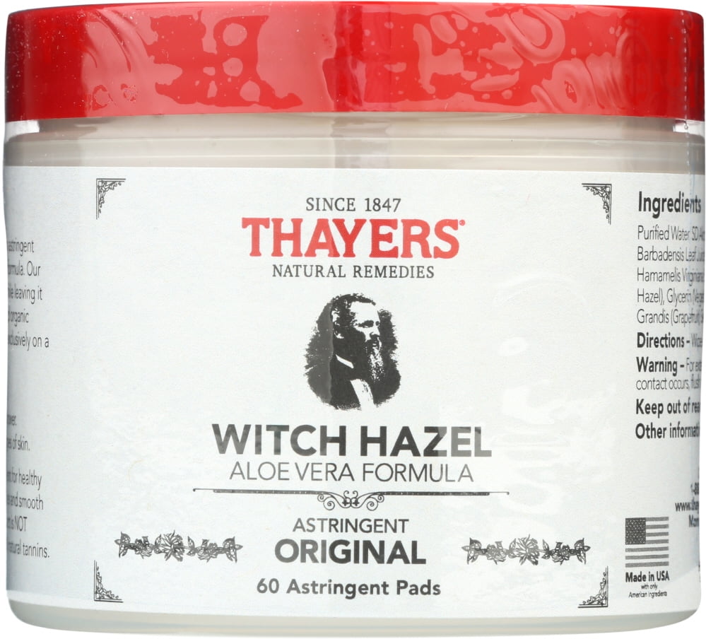 THAYERS: Witch Hazel Astringent Pads Original with Aloe Vera, 60 Pads