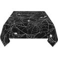 thumbnail image 3 of Halloween Tablecloth Square 60 x 60 Inch Black White Bats Spider Web Table Cloth Polyester Fabric Farmhouse Halloween Holiday Black Table Cover for Home Party Picnic Indoor Outdoor Decor, 3 of 6