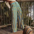 thumbnail image 2 of Women's Striped Wide Leg Pants with Pockets, Casual Elastic Drawstring Waist Palazzo Trousers, Summer Loose Fit Boho Long Pants, 2 of 8