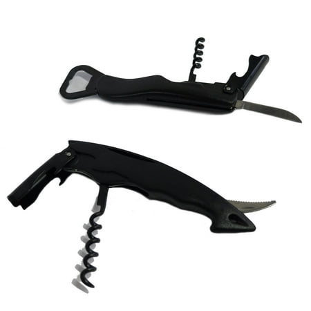 Waiters Corkscrew - Corkscrew, Bottle Opener & Sharp Serrated Cutter (set of (Best Wine Corkscrew Reviews)