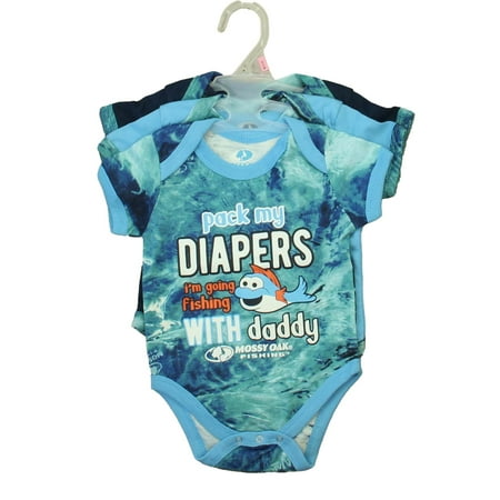 

Pre-owned Mossy Oak Boys Blue Camo Onesie size: 0-3 Months