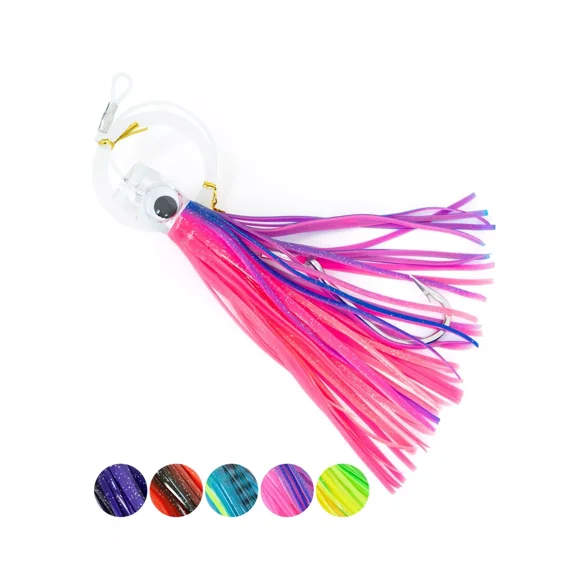 BLUEWING 6in Big Game Trolling Lure 1pc Deep Sea Fishing Lures Tuna Lures with Stainless Steel Hook, Pink/Blue