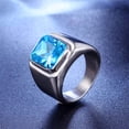 thumbnail image 2 of Men's Stainless Steel Gold/Silver/Black Plated Ring with Square Gemstone Multicolor Stone, 2 of 11
