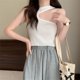 thumbnail image 1 of VISgogo Mujeres Verano Casual Tank Tops, Color Sólido Slim-Fit Irregular Sin Mangas Crop Tops VISgogo moda, 1 of 2