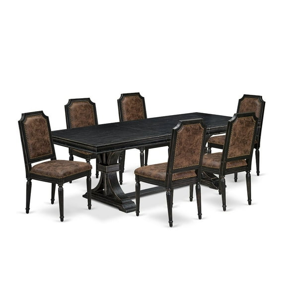 Luxe by East West Furniture 7 piece Dining Table Set consists of a Dining Table and 6 Kitchen Chairs