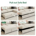 thumbnail image 5 of HONBAY 79" Reversible 3 Seat Beige Compact L Shaped Sectional Sleeper Sofa with Pull Out Bed and Storage, Breathable Linen, 5 of 9