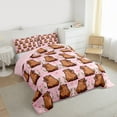 thumbnail image 3 of Manfei Kawaii Capybara 3 Pieces Queen Comforter Set for Preppy Child,Cartoon Animal Ultra Soft Bedding Sets,Spring Garden Flowers Bedding Comforter Set Breathable,Lightweight Room Decor,Reversible, 3 of 8