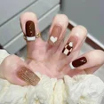 thumbnail image 2 of Heallor-uñas postizas de longitud media, 24 piezas, con purpurina adhesiva de gelatina, uñas postizas desmontables, cobertura completa, presione, 2 of 5