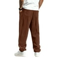 thumbnail image 4 of Dwelliawo Mens Pants Corduroy Elastic Waist Wide Leg Pants Fleece Loose Fit Pant Drawstring Winter Sweatpants with Pocket Light Brown M, 4 of 7
