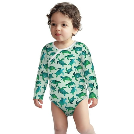

Fotbe Green Sea Turtle Pattern Unisex-baby Long-sleeve Bodysuit Long Sleeve Bodysuits One-piece 100% Organic Cotton for Infant Baby Boys Unisex-3 Months