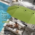 thumbnail image 5 of SUMMIT LIVING 15 FT Double-Sided Solar Patio Umbrella with Base Large Outdoor Umbrella with LED Solar Lights - Lime Green, 5 of 9