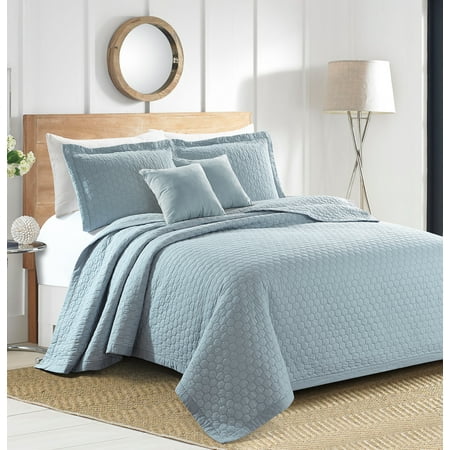 Sherry Kline Rombo Embroidered 3 Piece King Light Blue Cotton