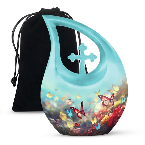 JAGSHASHI Butterfly Urns For Ashes Large - Urns For Human Ashes Large Adult - Burial Urns For Men - Unique Funeral Urn For Ashes For Women - 10 Inch With Velvet Bag - Cremation Urn For Human Ashes