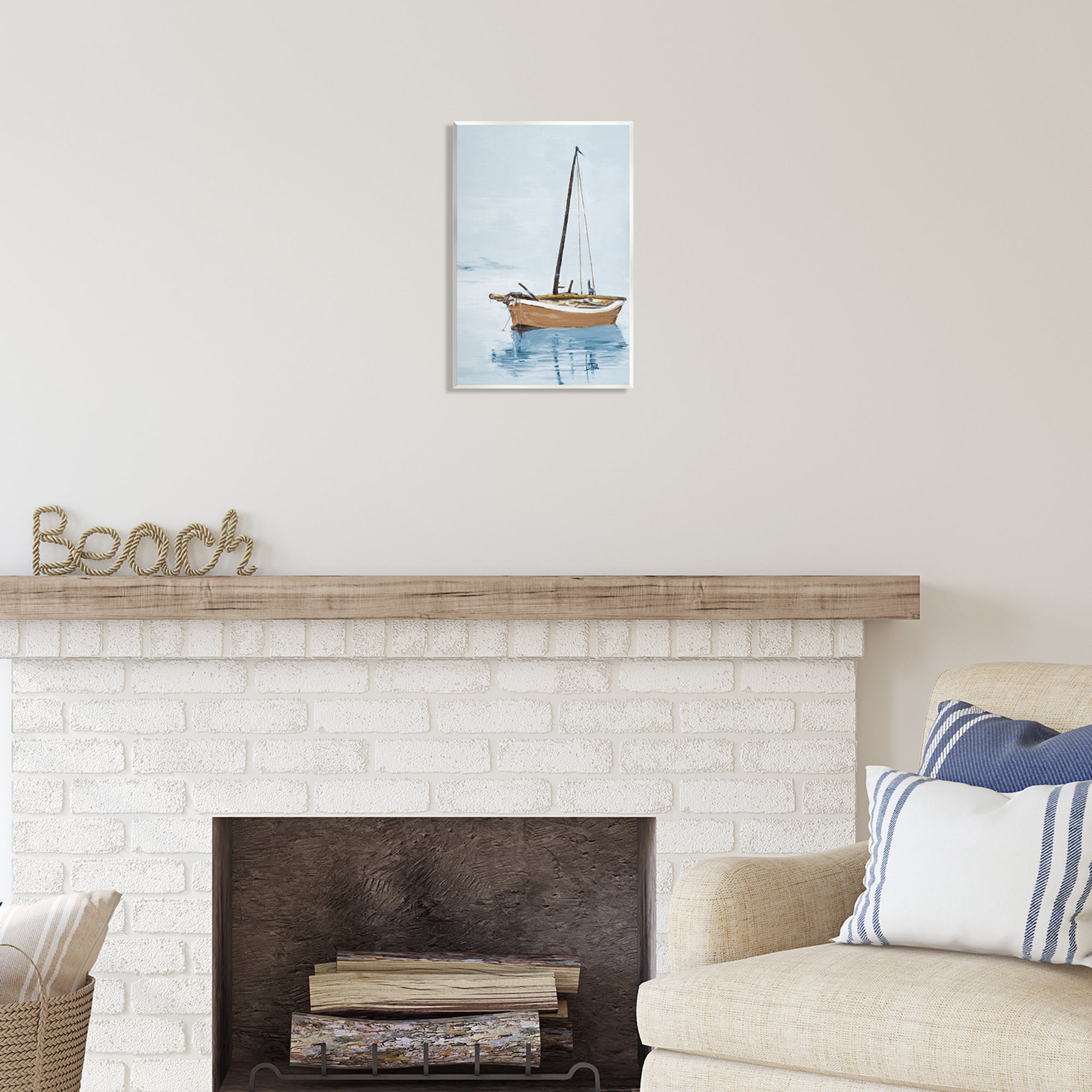 Stupell Industries Sailboat & Water Ripples Transportation Painting Unframed Art Print Wall Art, 10 x 15