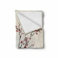 thumbnail image 2 of Nature Soft Flannel Fleece Throw Blanket, Flowers Buds and Birds with Cherry Branches Style Artwork Painting Effect, Cozy Plush for Indoor and Outdoor Use, 50" x 70", Pale Maroon Black, by Ambesonne, 2 of 6