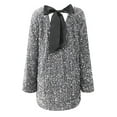 thumbnail image 5 of CHUOU Women's Autumn And Winter New Round Neck Long Sleeved Loose Oversized Sequin Short Dress, 5 of 5