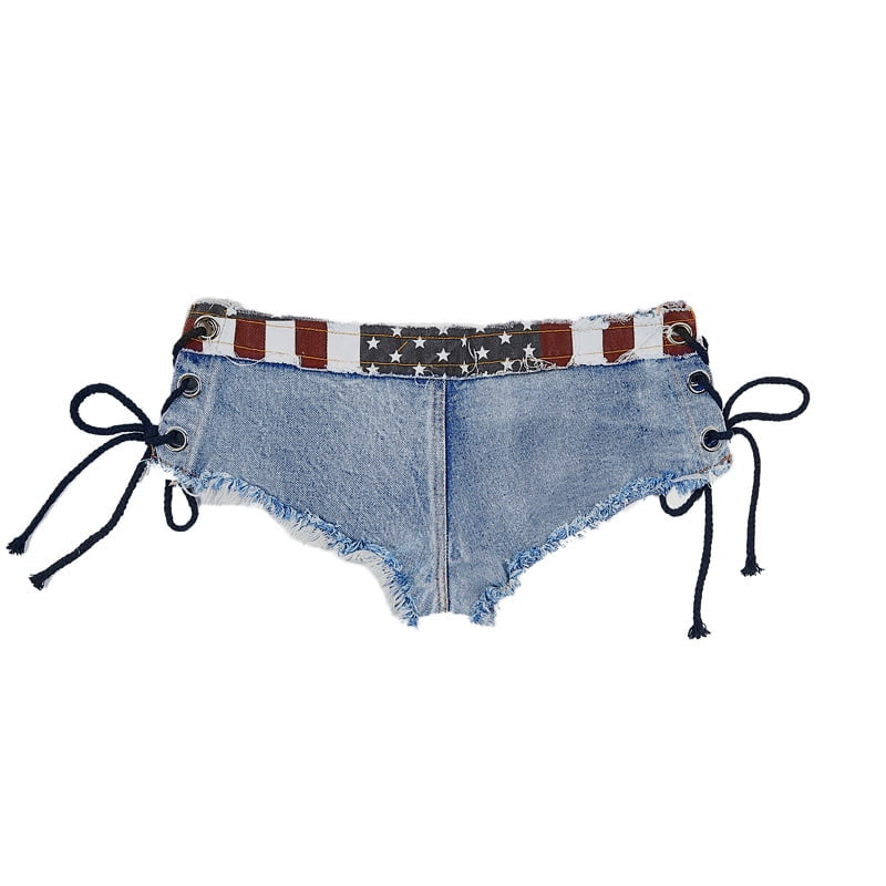 v cut denim shorts