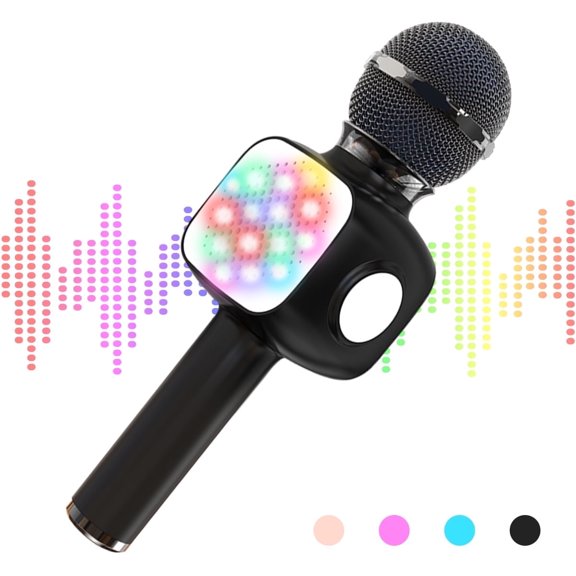 Bluetooth Karaoke Microphone - Wireless Singing Mic Speaker for Kids & Adults-Black