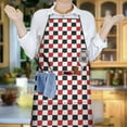 thumbnail image 6 of Red Black White Checkered Pattern Apron-Garden Aprons for Women with Pockets-Cotton Linen Waterproof Kitchen Cooking Gardening Aprons Adjustable for Kitchen,Cooking,BBQ and Salon 33x27 Inch, 6 of 7