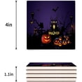 thumbnail image 3 of FMSHPON Halloween Pumpkin Lights Outside The Castle and Bats Set of 8 Coaster for Drinks, Absorbent Ceramic Stone Coasters Cup Mat with Cork Base for Home Kitchen Room Coffee Table Bar Decor, 3 of 4