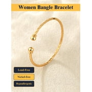 U7 Twisted 14K Gold Plated Bracelet for Women Open Bracelet Jewelry Fashion Solid Cuff Bangle Christmas Birthday Mothers Day Gift