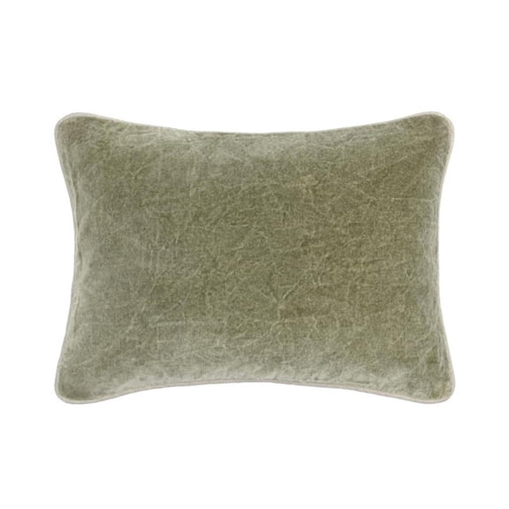Pemberly Row 14"x20" Cotton Velvet Throw Pillow in Moss Green