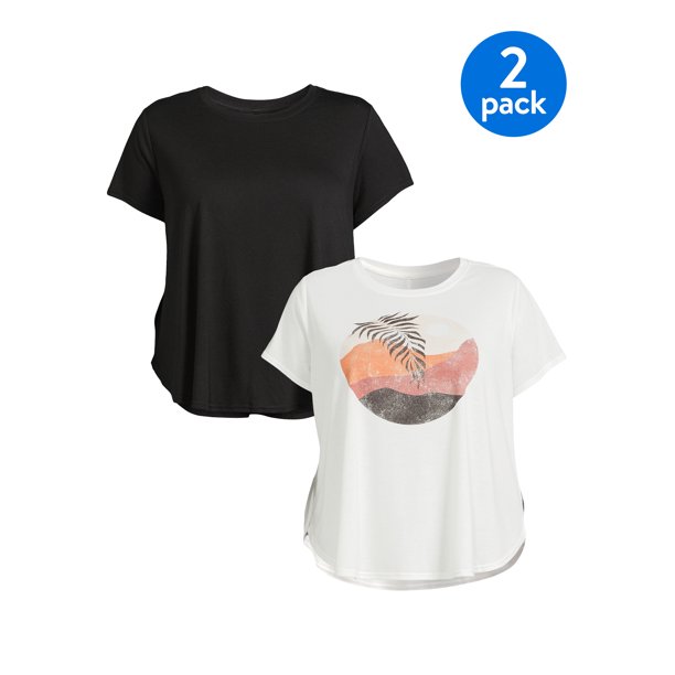 Terra & Sky Women's Plus Size Shirttail Tshirt, 2Pack