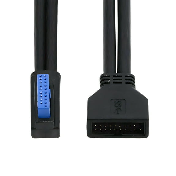 JSER Left Angled USB 3.0 20Pin 19Pin Male Low Profile to Female Extension 5Gbps Cable 90 Degree for Motherboard