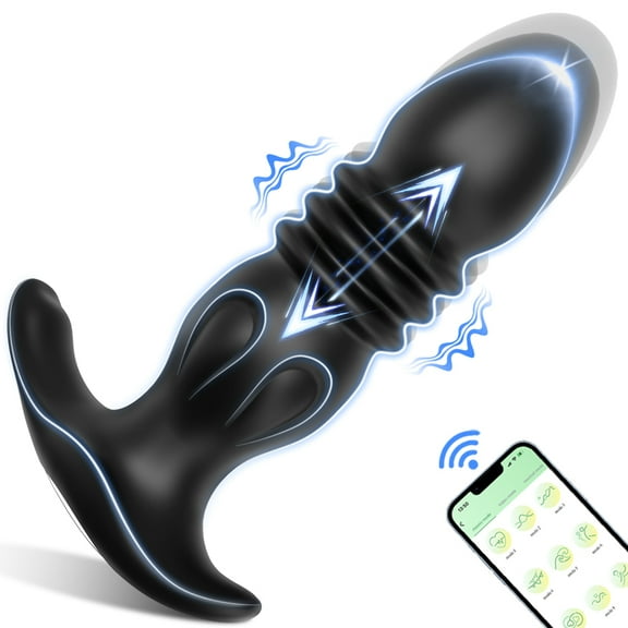 Xbonp APP Remote Control Thrusting Anal Vibrator Prostate Massager for Men Women