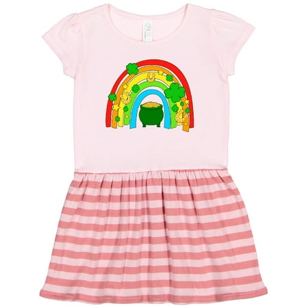 

Inktastic St. Patrick s Day Rainbow Clover and Gold Gift Toddler Girl Dress
