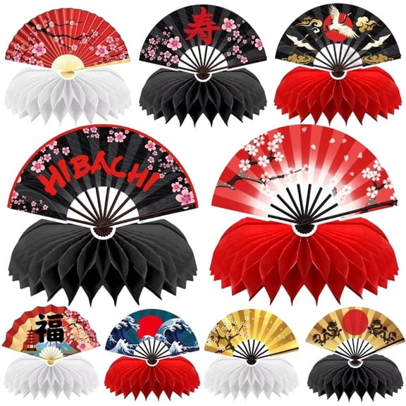 Slccxzc 9Pcs Japanese Honeycomb Folding Fans Table Centerpieces Table Toppers for Party Supplies