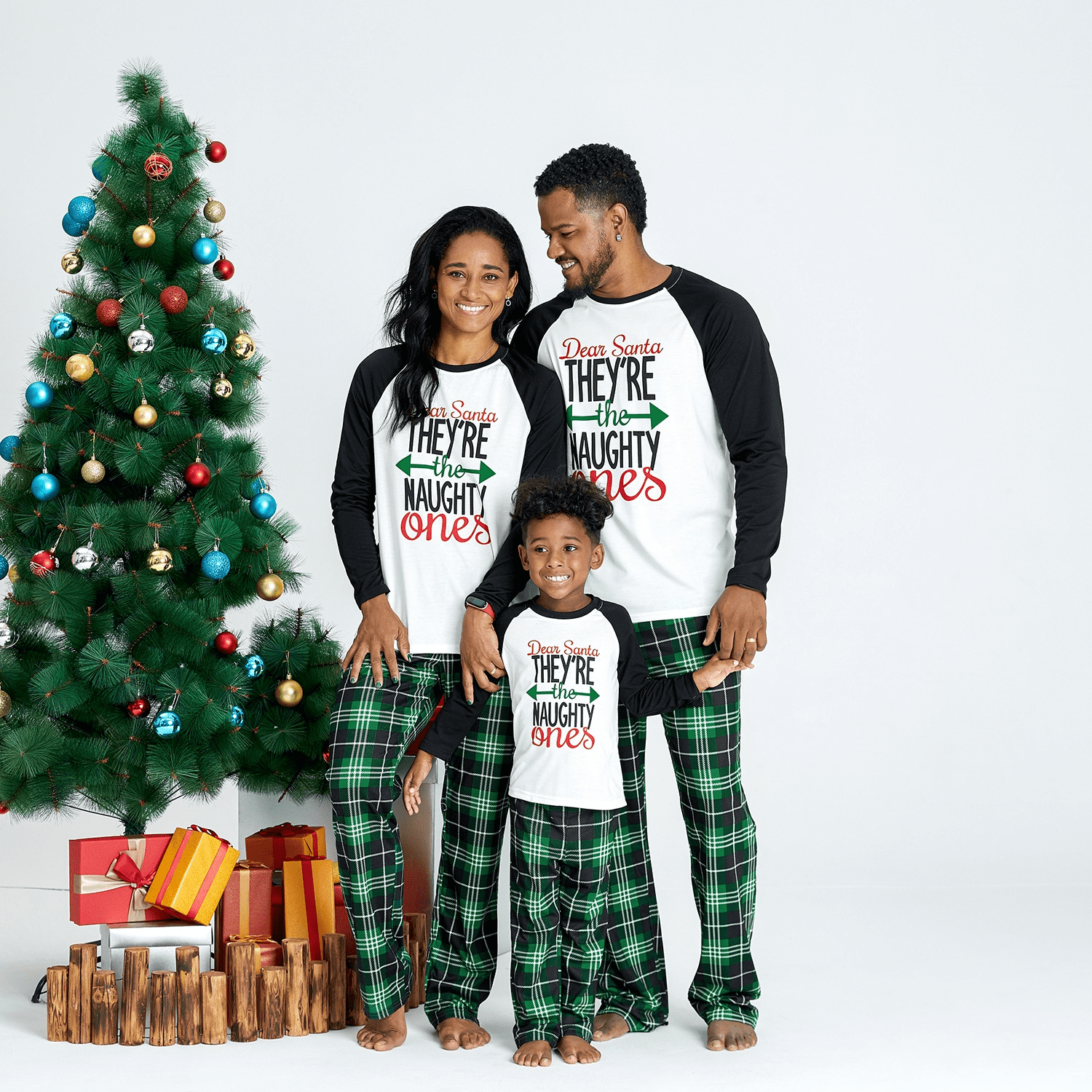 PatPat Christmas Letter Contrast Top and Plaid Pants Family Matching ...
