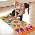 thumbnail image 6 of Colorful Rainbow Tie Dye Spiral Pattern Hot Yoga Mat Towel Non Slip for Hot Yoga - Quick-Drying Yoga Mat Cover with 4 Corner Pockets with Travel Bag - Hot Yoga Towel Non Slip 74"x26", 6 of 6