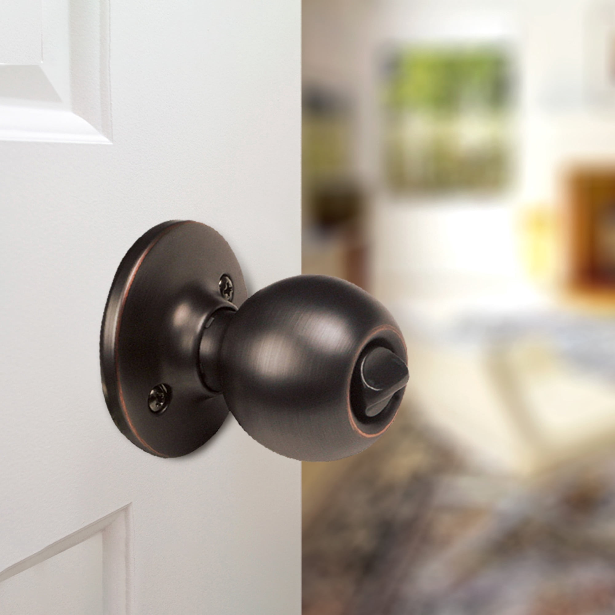 Ball Privacy Door Knob, Bed and Bath, Oil Rubbed Bronze Finish, Left or Right Hand