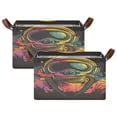 thumbnail image 2 of WOBOGO Outer Space Astronauts Pattern Storage Basket 16.9×11.4×10in Collapsible Oversized with Metal Iron Frame Set of 1, 2 of 8