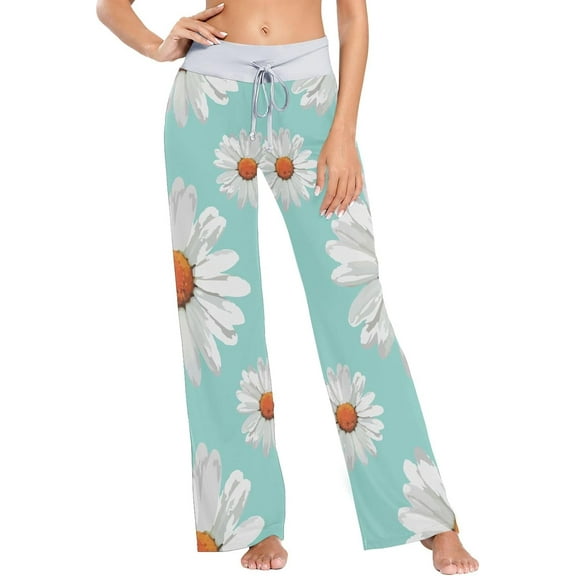 GZHJMY Women's Pajama Pants Chamomiles Pattern Comfy Stretch Sleepwear Essentials womens Lightweight Lounge Terry Pajama Pant, Medium