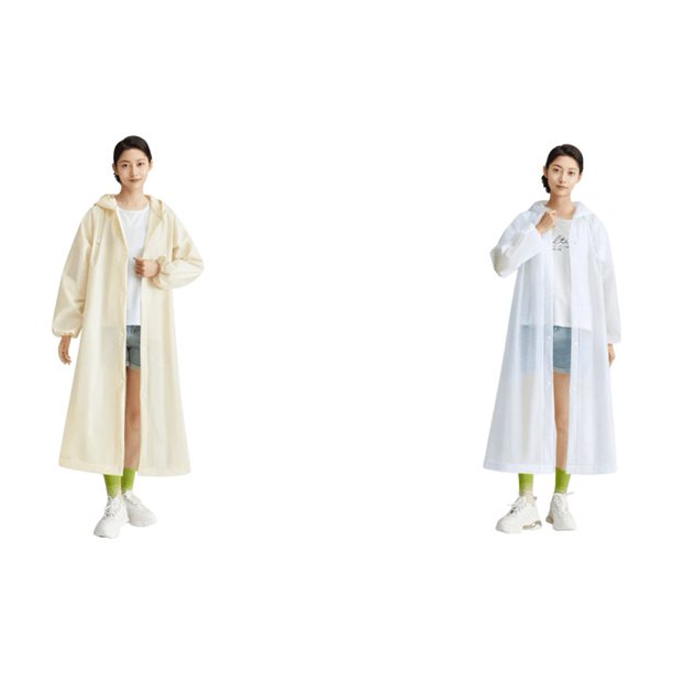 Chubasquero Largo para Adultos Con Cordón Hombres Mujeres Y (Beige)