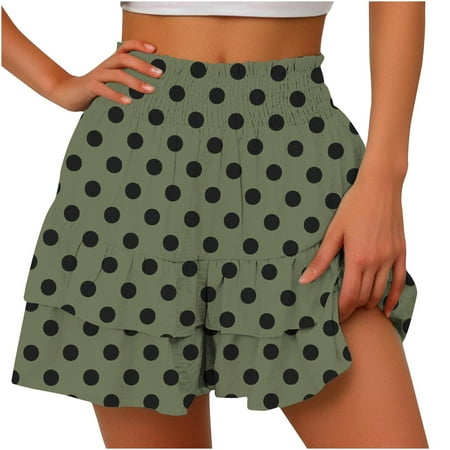 Dwaogom Women s Summer Solid Color High Waisted Shorts With Floral Pleated Hem Casual Shorts Office Winter Sherpa Fleece Lined Leggings For Women Plus Size Panties