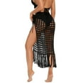 thumbnail image 4 of gakvbuo Summer Women Solid Swimsuit Bohemian Hollow Weave Tassels Cover Up Bikini Swimwear Beach Cover-Ups Wrap Skirt, 4 of 5